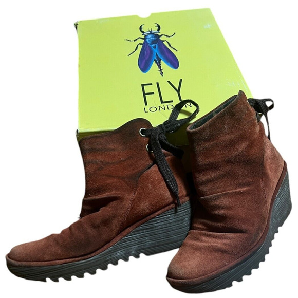 Fly London Yama Oil Suede Brick 39 Heel Shoe - Picture 1 of 9